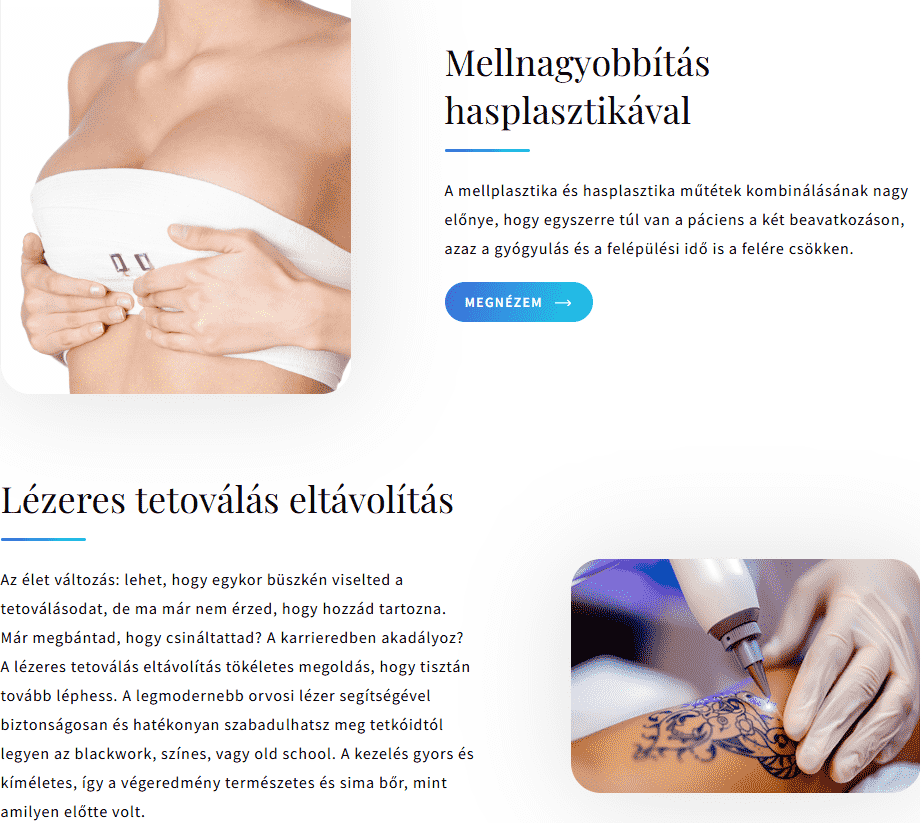 modern esztétikai beavatkozások